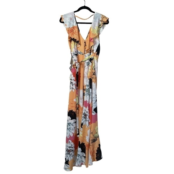LEITH Dress Floral Wrap Lower Back High Low Front Lined Size S Cocktail NEW - Picture 9 of 16